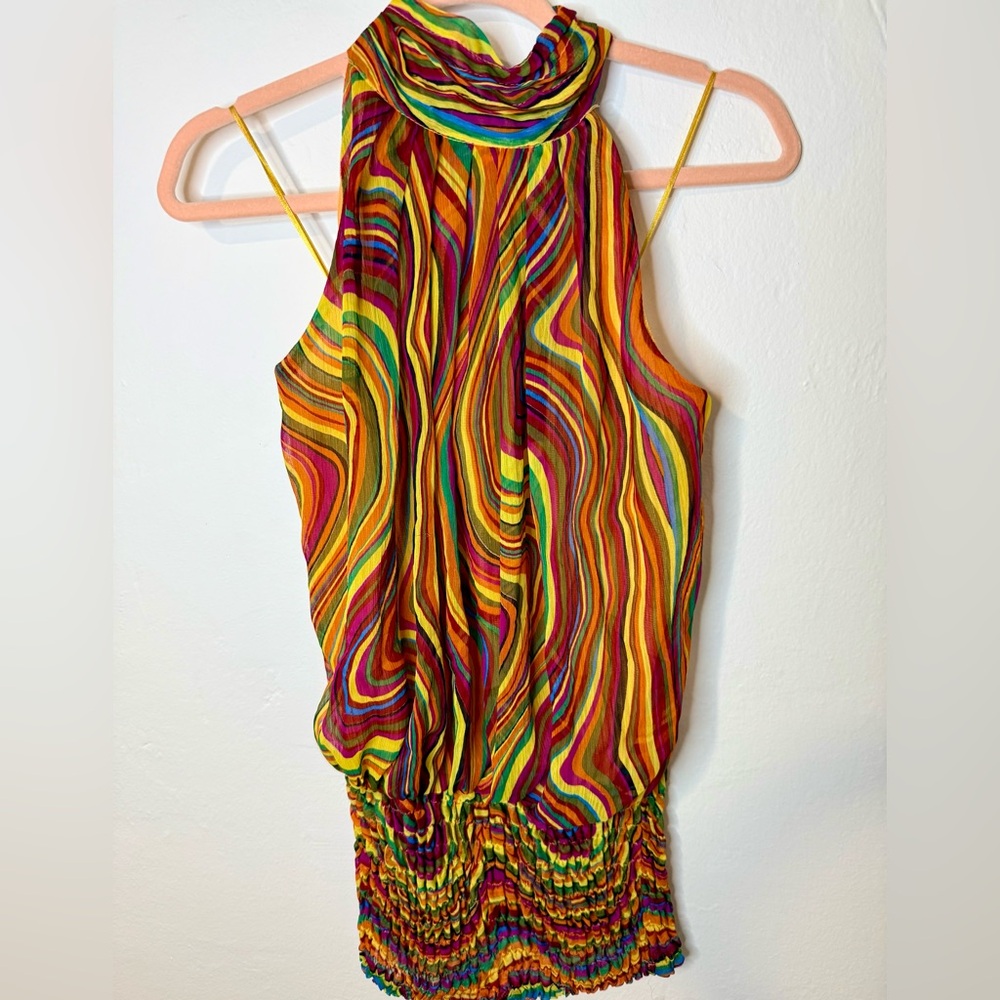 Vegas Collection Paris Rainbow Stripe Halter Top | TU | Y2K